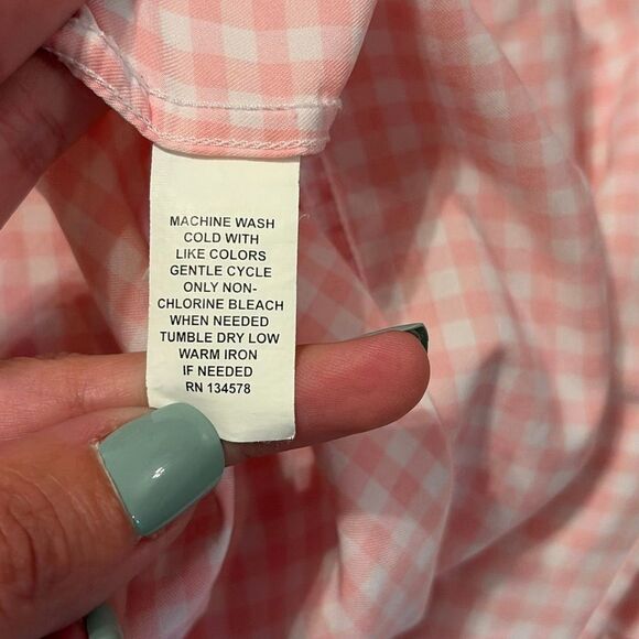 Vineyard Vines Pink White Gingham Long Sleeve Performance Button Down Shirt XL - Picture 6 of 6